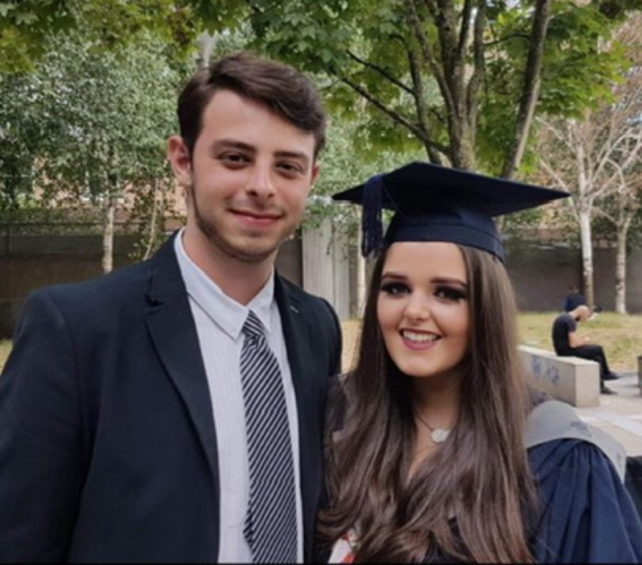 Chara and Kieran at a graduation